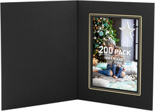 200 Pcs Black Gold Photo Folders for Graduation, Weddings Events