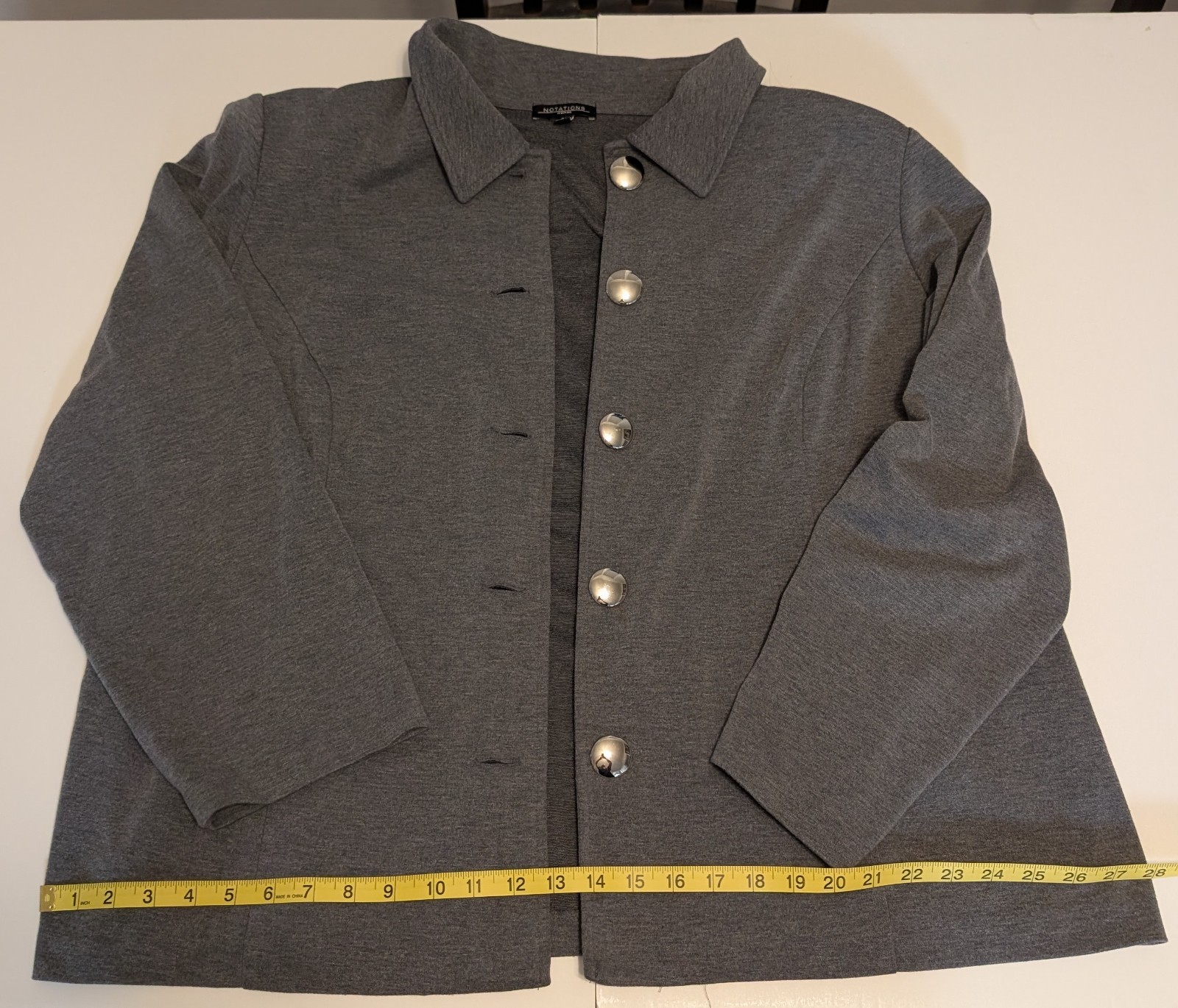 Notations Gray Women's Jacket 5-button Full Sleev… - image 3