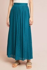 HD In Paris Anthropologie Paros Maxi Skirt Teal Green Women's 0 XS EUC