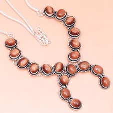 Halskette roter Sunsitara Edelstein ethnischer Stil Schmuck 18-20 Zoll