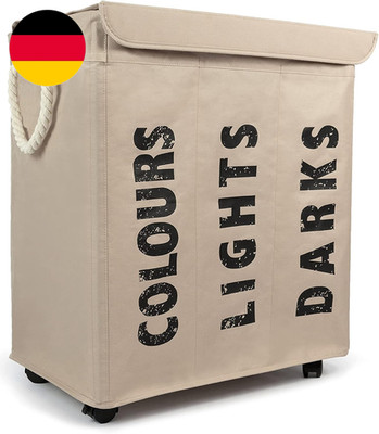 Osoltus Wäschebox - Wäsche-Sortierer Mit Deckel & Rollen - Bad-Organzier - Wäsch