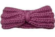 Chunky Knit Headband Turban Twist Ear Warmer Mauve Pink Crochet Outdoor Cozy