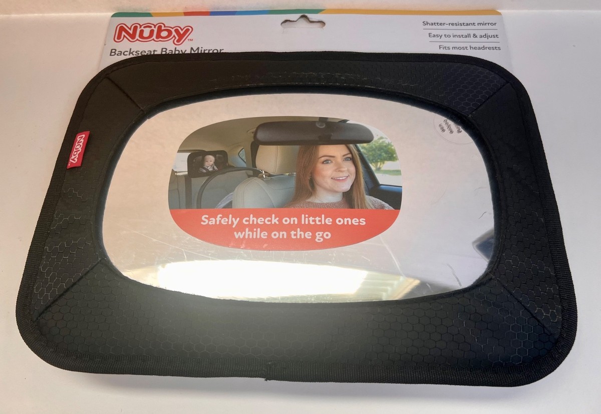 Nuby Backseat Headrest Shatter-resistant Baby Mirror Black New Fast Ship