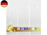 3 StüCk Weiß Metallic Lametta VorhäNge,Tinsel Folie Vorhang Folienfransen Vo