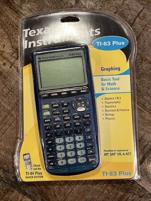 Texas Instruments TI 83 Plus Clear Blue Graphing Calculator W/Cover New w/book