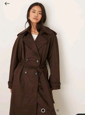  new Gina Tricot faux suede belted midaxi coat brown women's coat UK10