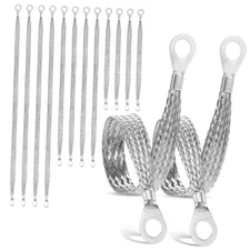  12 Pcs Universal Automotive Ground Straps, 10/15/20 Inch Silver Engine Ground 
