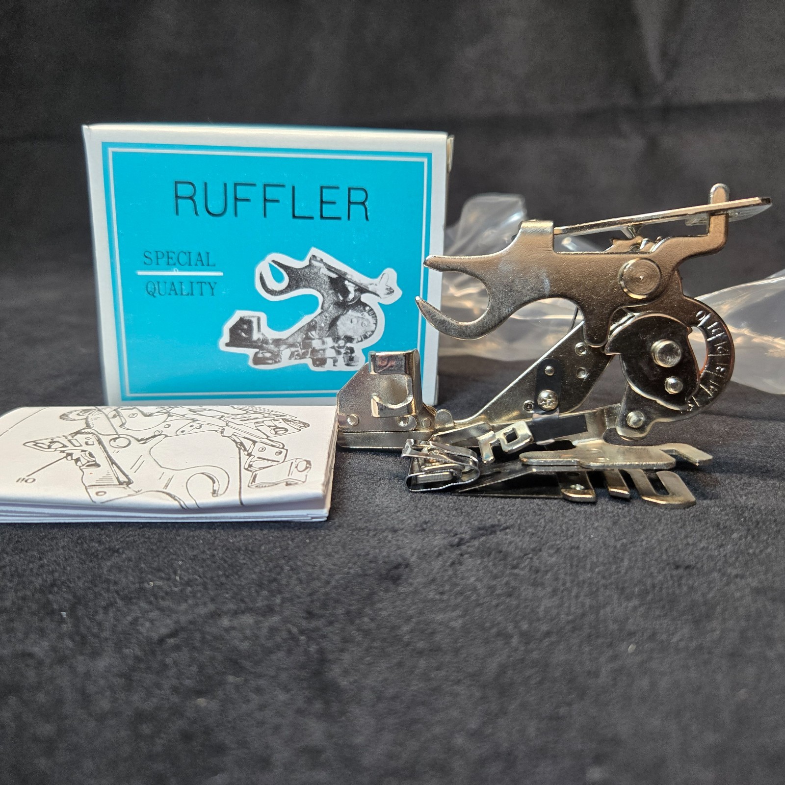 Ruffler for sewing machine presser foot attachment Greist Ruffles #55705 org box
