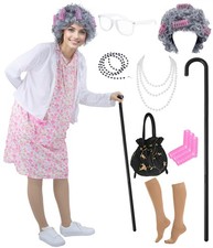 Mosong Old Lady Costume for Women Adult 100 Days of Large-X-Large, Pink