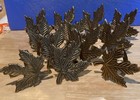 Vintage Set of 12 Brass Maple Leaf Napkin Rings w/Ribbed Loops — photo 9