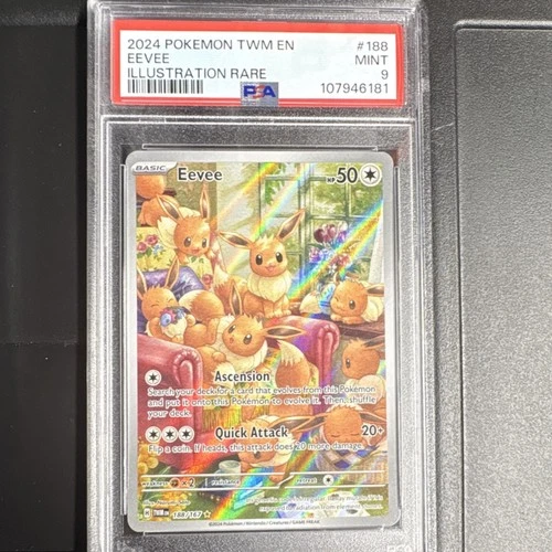 Pokémon Eevee 188/167 Sv06 Twilight Masquerade Illustration Rare Holo PSA 9 2024