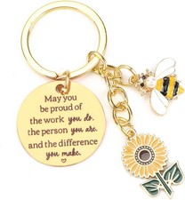 Sunflower Keychains,Bee Keychain for May You Be Proud of the Work Do