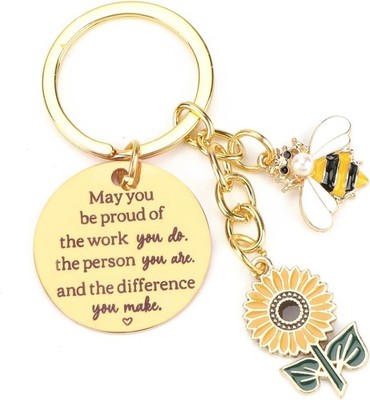 Sunflower Keychains,Bee Keychain for May You Be Proud of the Work Do 