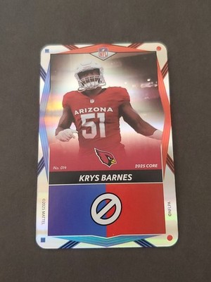 Krys Barnes 2025 Uno Elite Blue & Red Foil #014 Arizona Cardinals