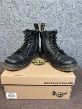 Doc Dr Martens Boots 1460T Black Leather Combat Unisex Kids Size 10 Side Zip