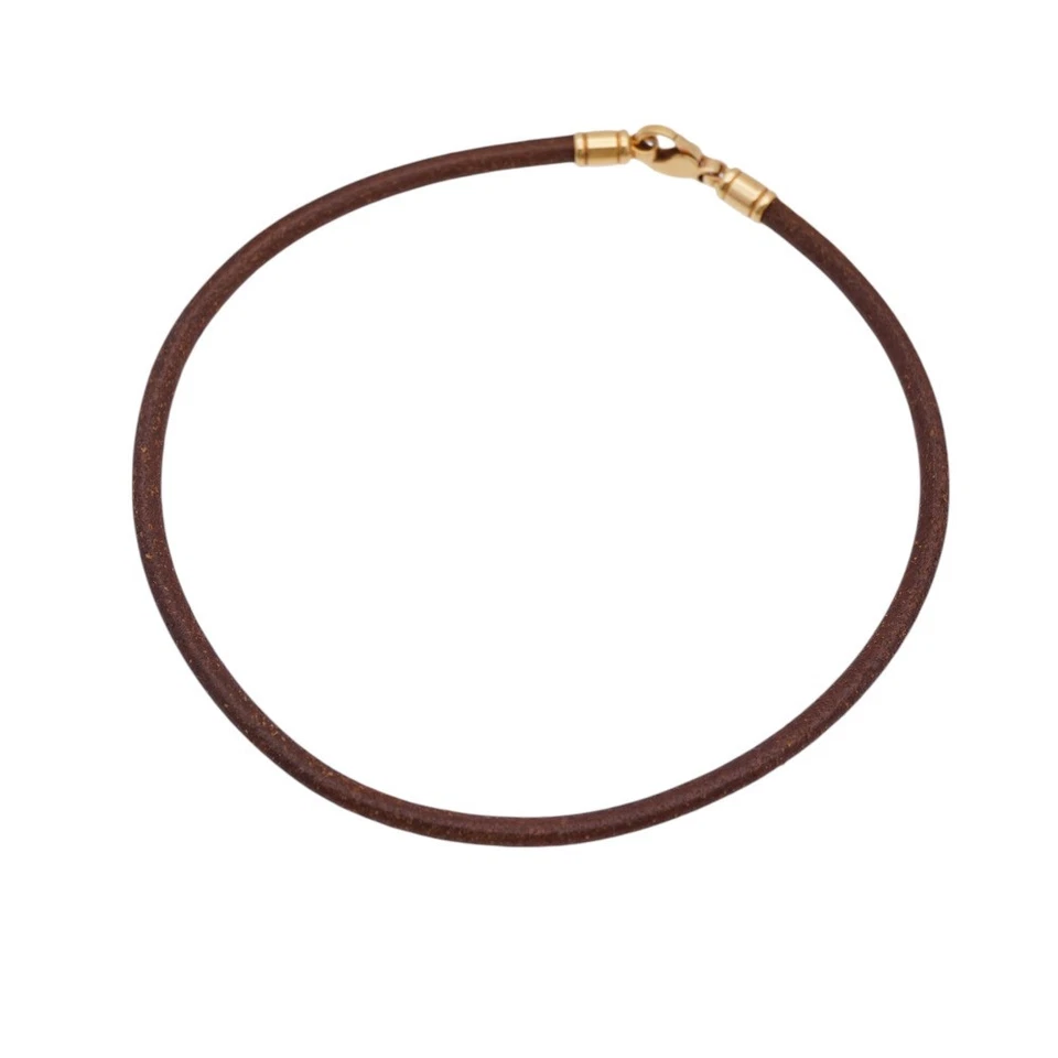 Collar Gargantilla BVLGARI K18YG Oro Amarillo K18 Cuero Marrón Excelente Estado Foto 2 de 4