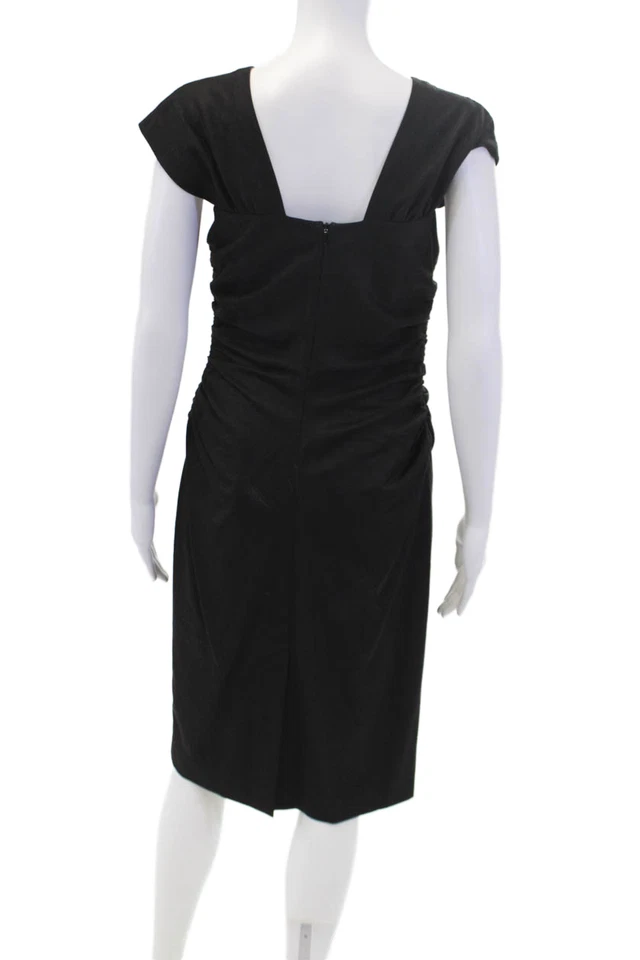 Vestido negro fruncido Robert Rodriguez para mujer sin mangas escote corazón talla 4 Foto 3 de 4