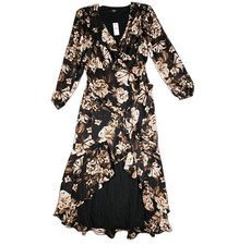 Express Dress Womens Large Floral Surplice Ruffle Asymmetrical Hi-Lo Maxi NWT