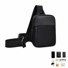Lightweight WaterResistant Crossbody Bag MultiPocket Unisex Mini Sling