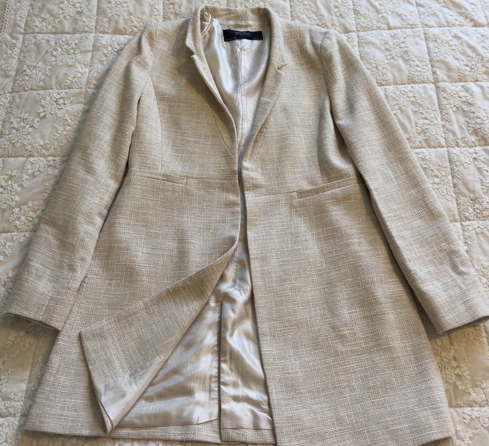 Sand Beige ZARA Basic Collection Long Blazer/Coat… - image 1