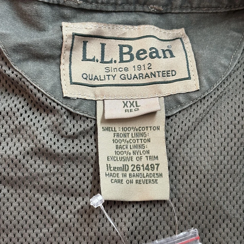 LL Bean Vest Mens 2XL Green Multi Pocket Utility Outdoors Fishing Hiking 261497 - Image 2 of 4