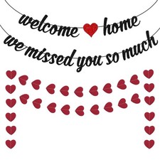 Deko Banner "Welcome Home We Missed You" schwarz rot