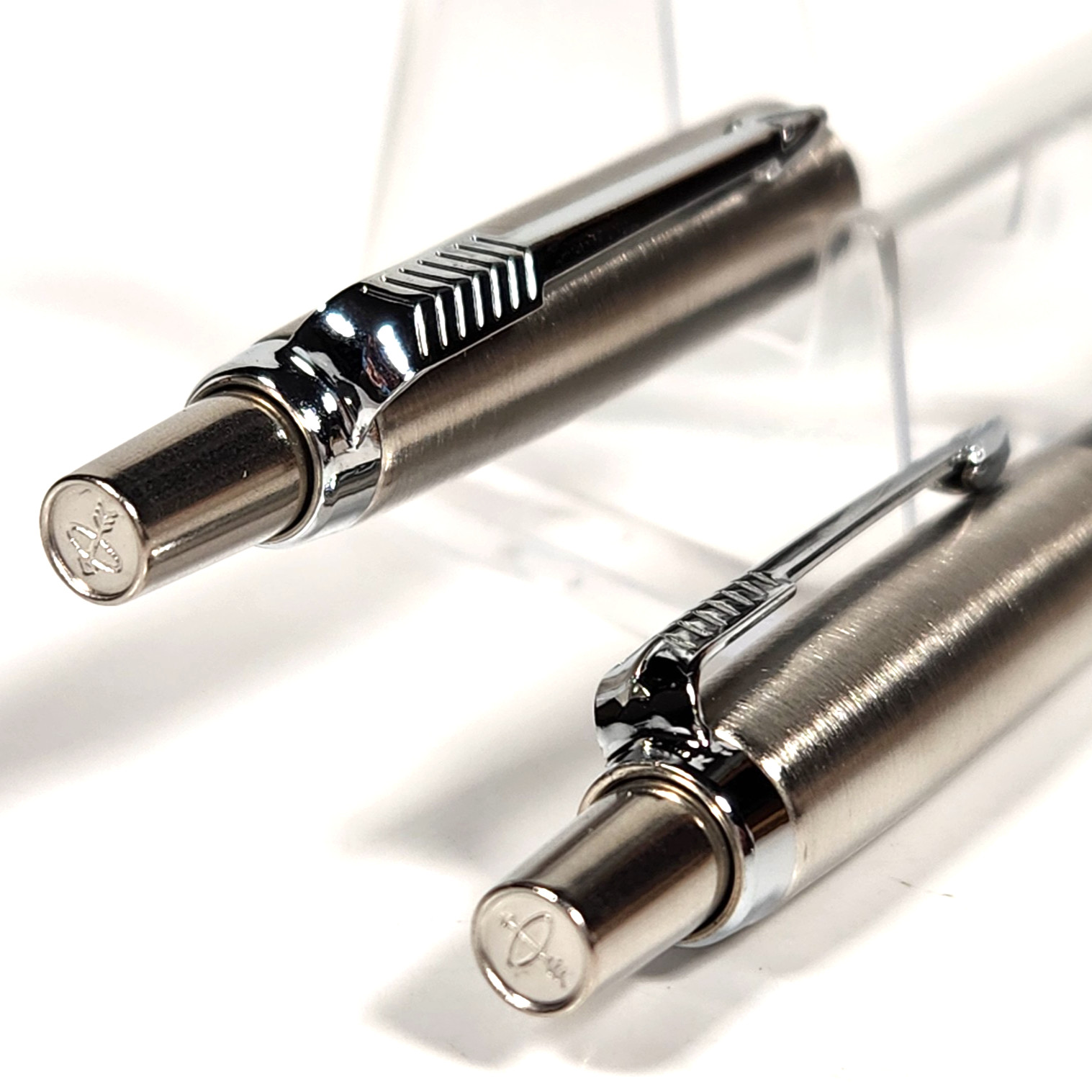 x2 Vtg 1988 Parker Jotter Mechanical Pencil Steel Black & White Made in UK NOS!