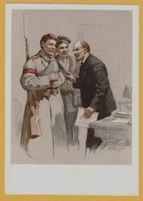 1967 LENIN Talking to Soldiers, Sailor ART OLD Vintage Soviet Russian Postcard
