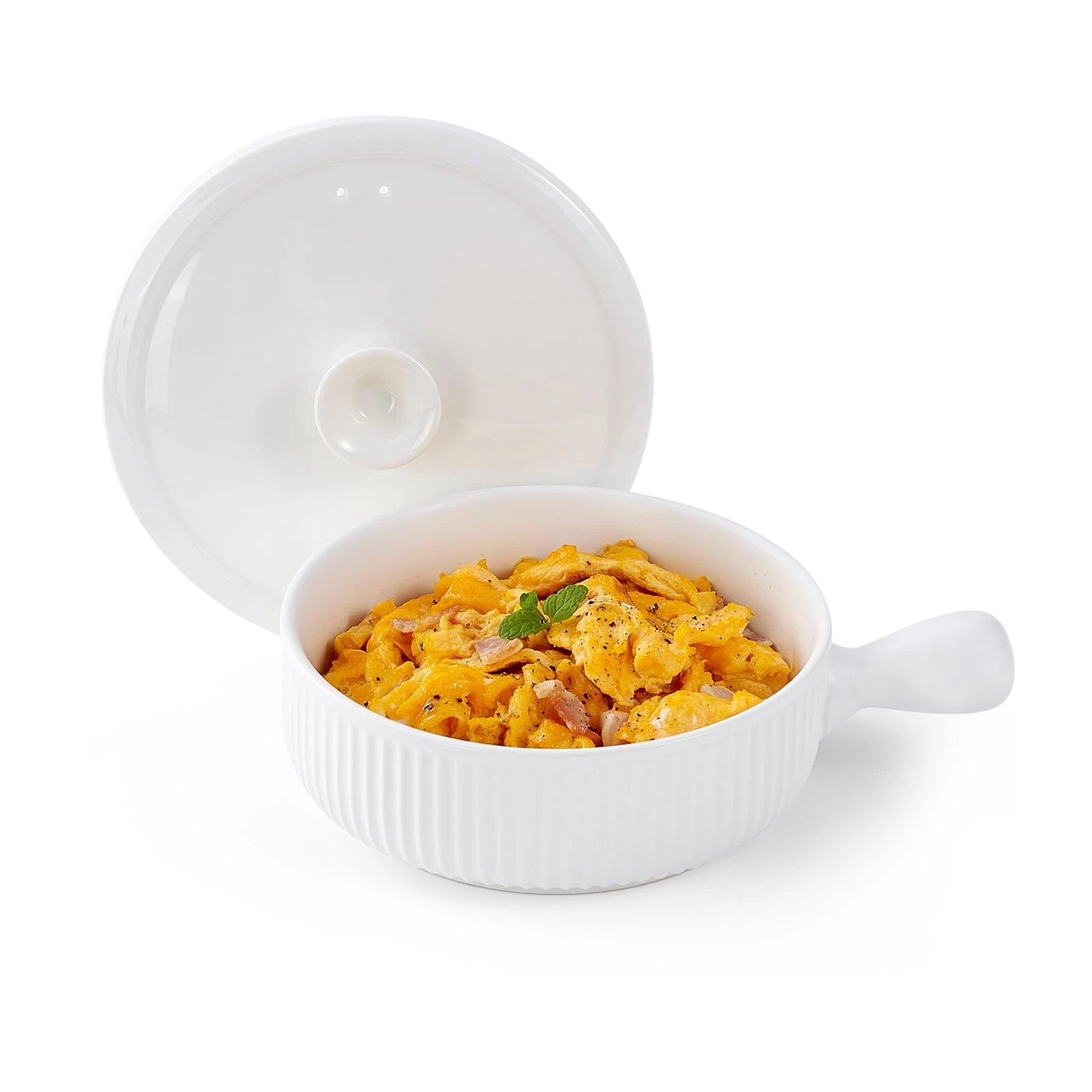Ceramic Microwave Egg Cooker Scrambled with Lid, BPA-Non-Stick Non-& Heat-Res...