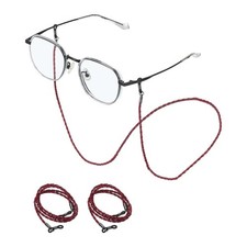 6 Pcs Leather Glasses Chain, Eyeglasses Chain with Lanyard, Red