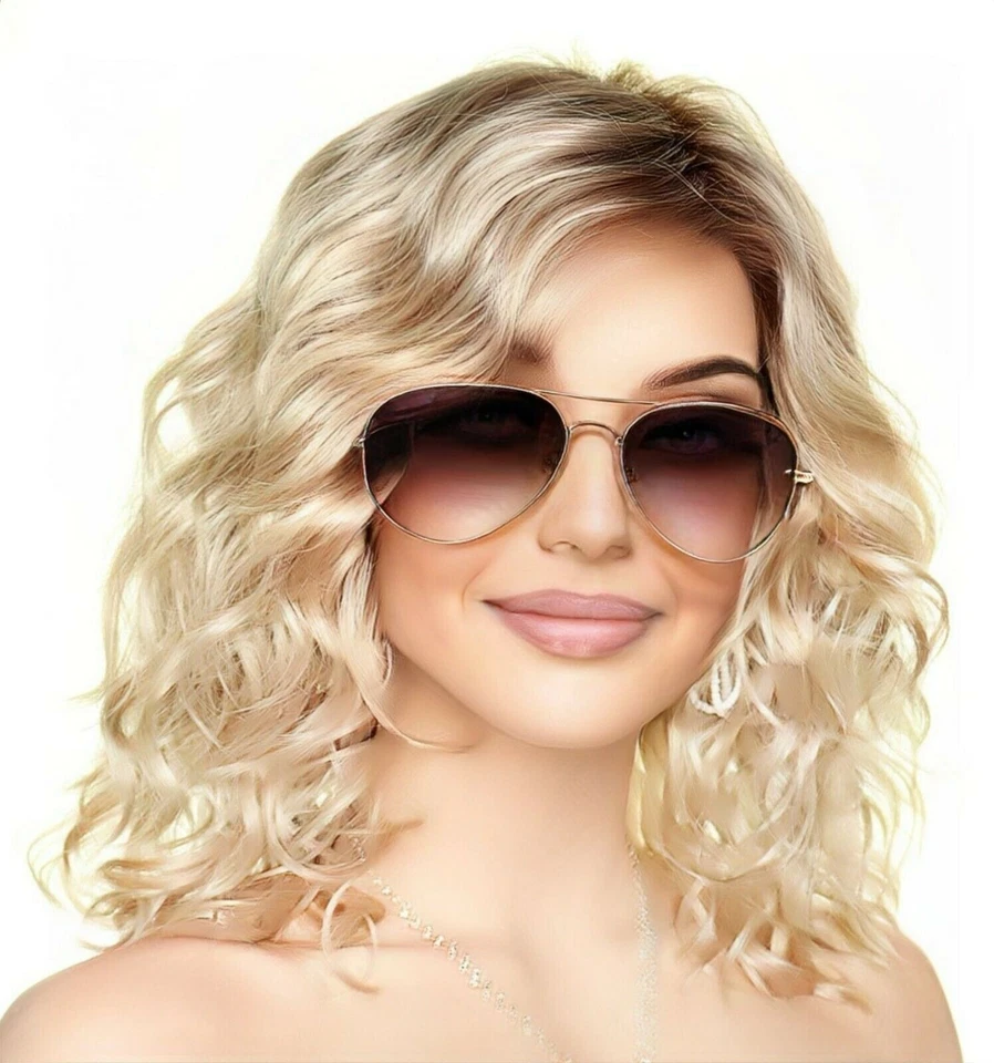 FINN | PELUCA DELANTERA DE ENCAJE ESTETICA | RUBIA ILUMINADA POR EL SOL | ONDAS EN CAPAS DE LONGITUD MEDIA NUEVO Foto 3 de 4