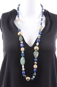 Authentic Alexis Bittar 10K gold plated mixed stone crystal statement necklace $395