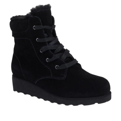 ''AS IS'' BEARPAW  Phoebe Suede Sheepskin Lace-Up Hiker Boot w/NeverWet  675392-J