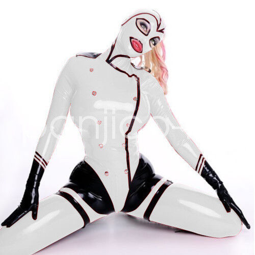 Combinaison 100 % caoutchouc latex uniforme de police blanc combinaison totale 0,4 mm taille S-XXL - Photo 1/4