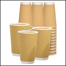Disposable Kraft Coffee cups With Lids Brown Cups Kraft Cups 16oz Take Away Cups