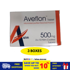3 Boxes Aveflon 500mg 30's Treatment of Hemorrhoids/Piles - FREE SHIPPING