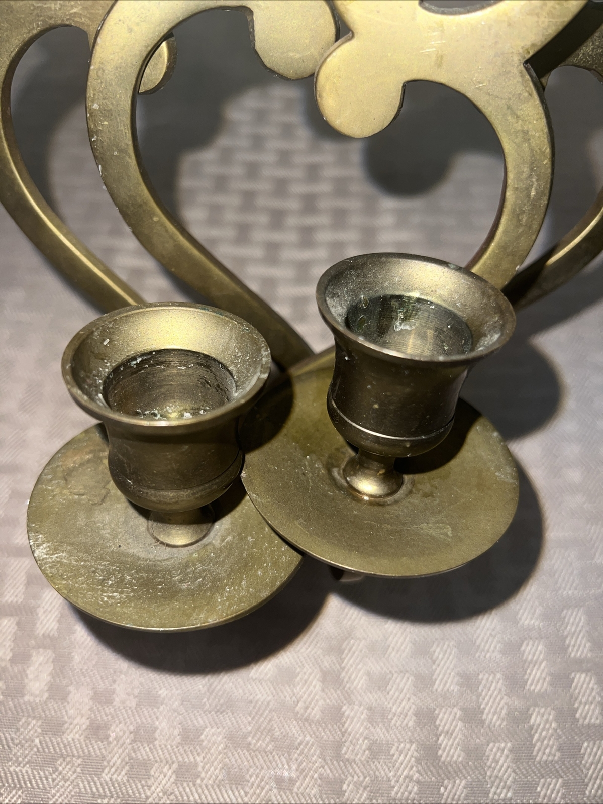 Brass Wall Candle Sconces Pair Candle Holders Gold Tone Vintage Boho MCM India
