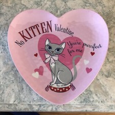 Pottery Barn Kids Melamine Valentine Kitten Purrfect Heart Plate NEW