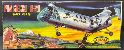 Aurora 1:48 Piasecki H-21 Helicopter Vintage Model Airplane Kit 504-98, Complete