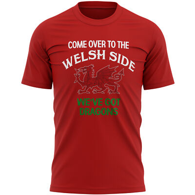 Come Over To The Welsh Side Herren Rugby T-Shirt Shirt Country Him Rugga Tourna...
