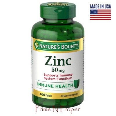 Nature's Bounty Zinc  Supports Immune Health 50mg 400 ct Caplets expire 04/2026