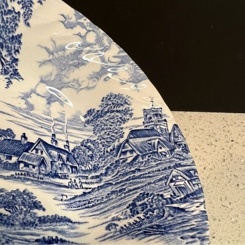 Vintage RIDGWAY Soup Bowl Ironstone Meadowsweet Blue and White Scenic 6" x 2" - Picture 7 of 10