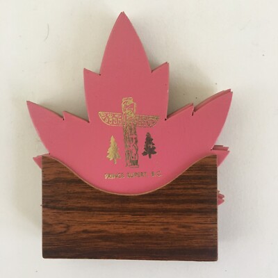 Prince Rupert B.C. Souvenir Coasters Maple Leaf Totem Pole Pink Vintage 1970s
