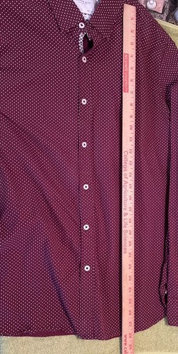 Cactus Man Ricky Singh Shirt Mens L Slim Fit Maroon White Pin Dot Long Sleeve - Picture 9 of 10