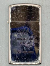 Vintage 1974 CMC Communication MFG Co Advertising Chrome Slim Zippo Lighter NEW