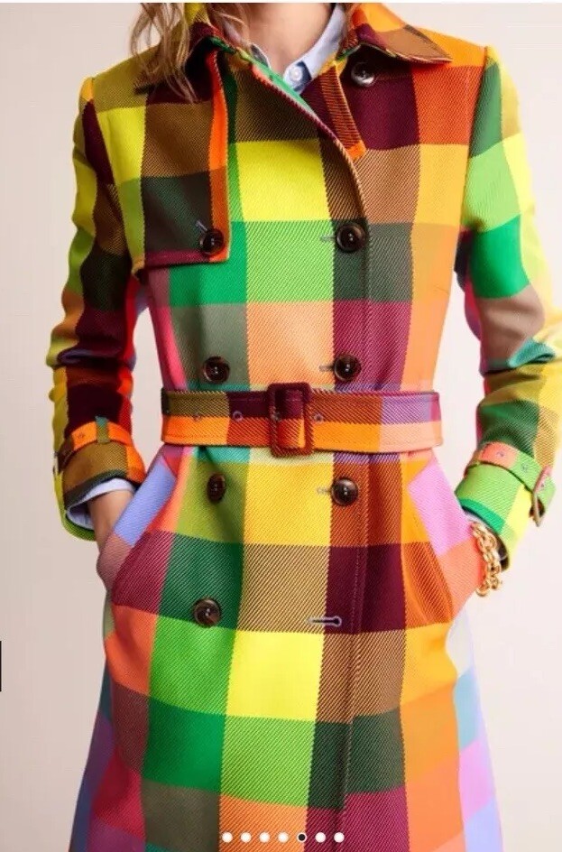Viral Boden Multi Neon Belted Trench Coat NWOT Size 6/8 Sold Out! image 3