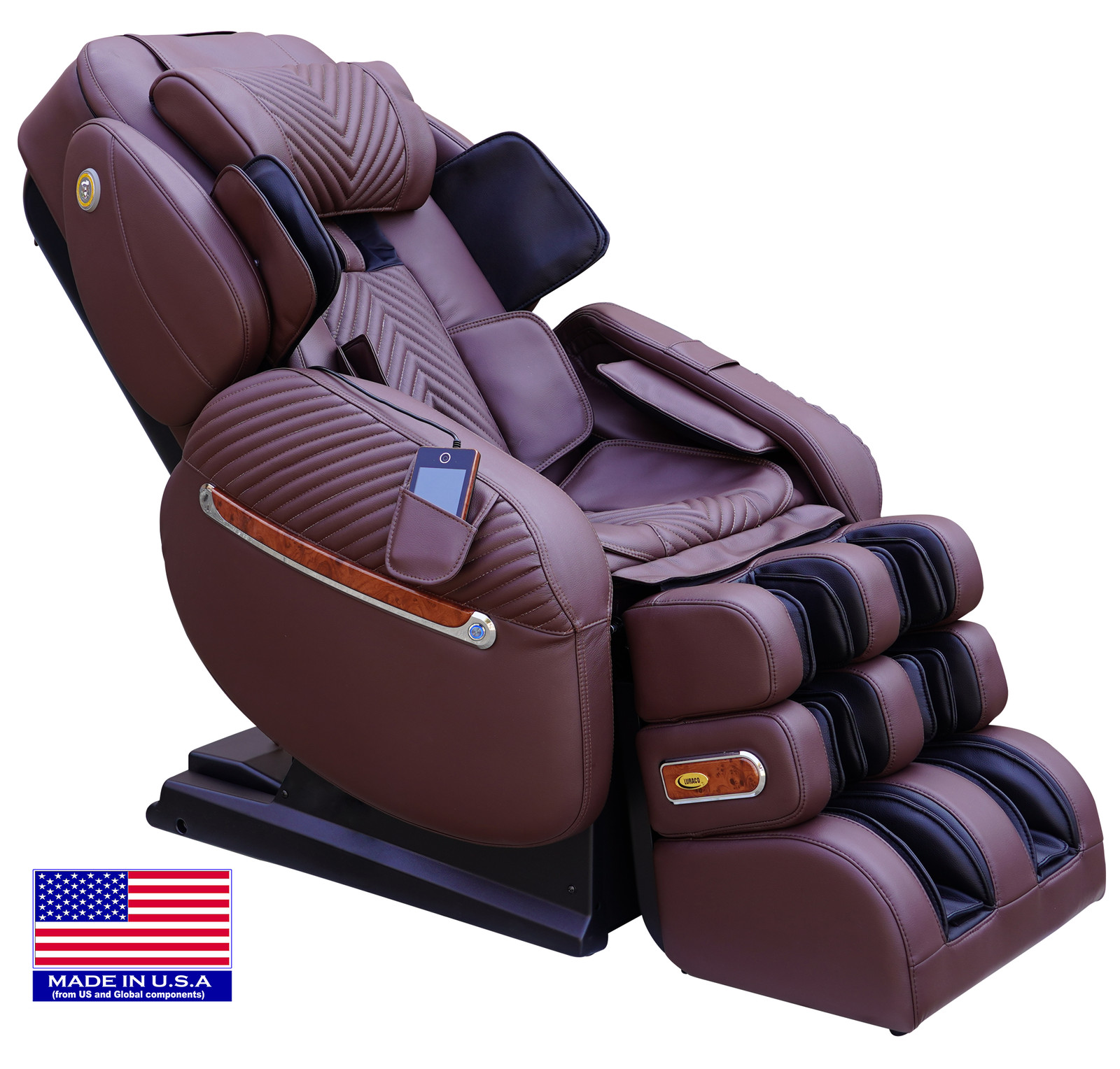 Luraco i9 Max Split L-Track EZ-Entry Heated Zero-G Medical Massage Chair Brown
