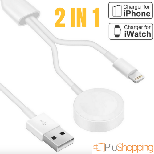 2 IN 1 CAVO RICARICA USB CARICATORE WIRELESS COMPATIBILE APPLE WATCH IPHONE  IPAD | eBay