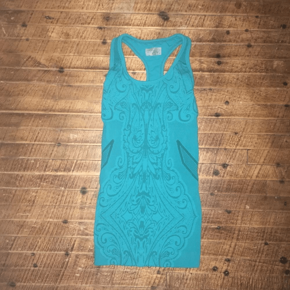 Athleta built in support teal XS workout floral embossed  tank
