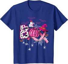 Boo Halloween Pumpkin Pink Ribbon Witch Breast Cancer Youth Unisex T-shirt